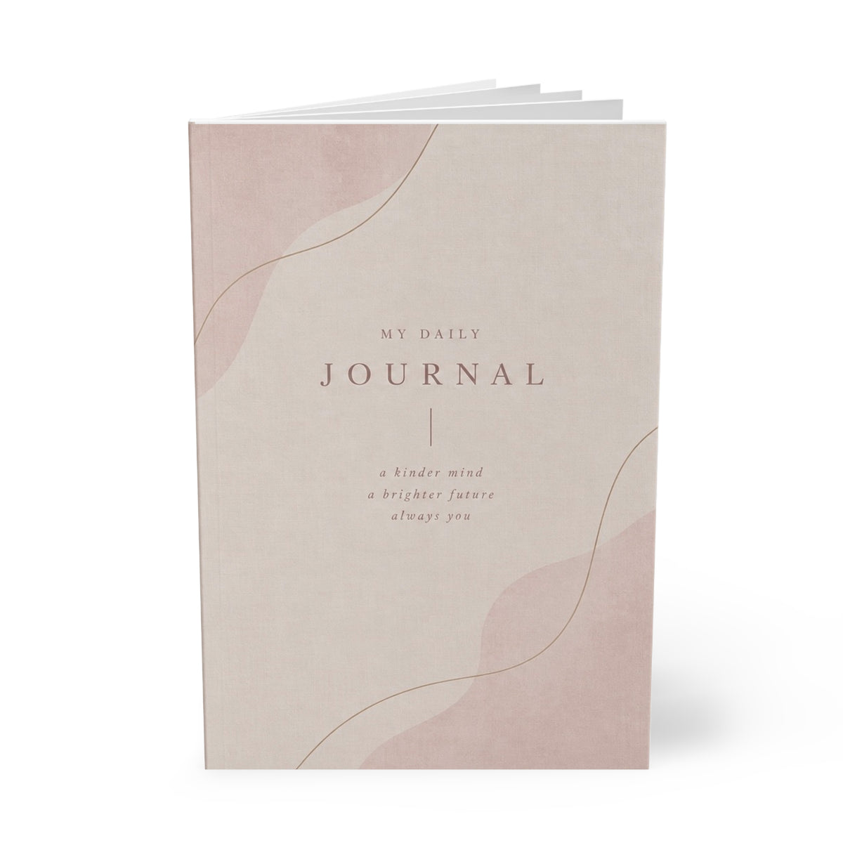 A5 Daily Journal Notebook — 'My Daily Journal' Softcover, Minimal Pink Waves