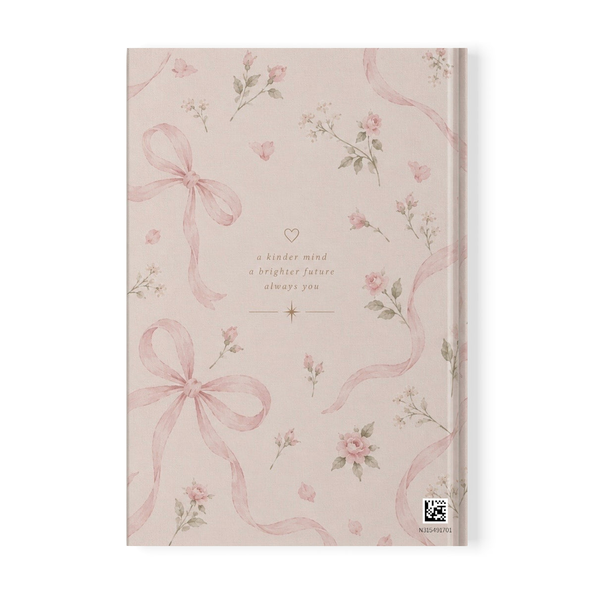 A5 Floral Ribbon Journal — Softcover Notebook with Pink Rose Pattern