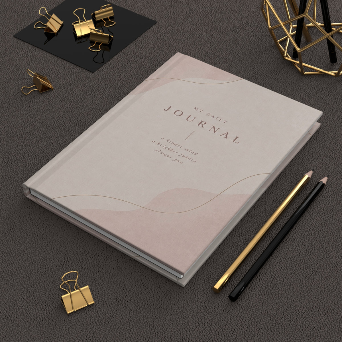 Hardcover Journal — My Daily Journal Pink Minimalist Lined Notebook for Women, Gratitude & Daily Planning
