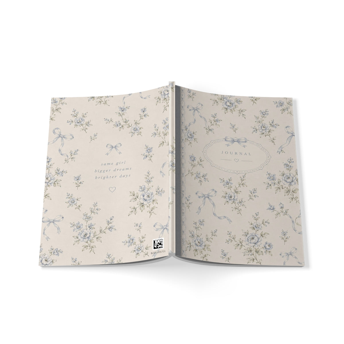A5 Floral Journal Notebook — "Same Girl, Bigger Dreams, Brighter Days" Softcover