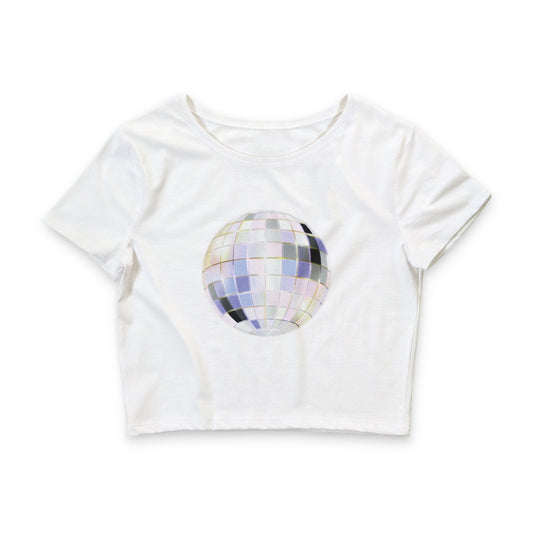 Blue Disco Mirrorball Crop Tee