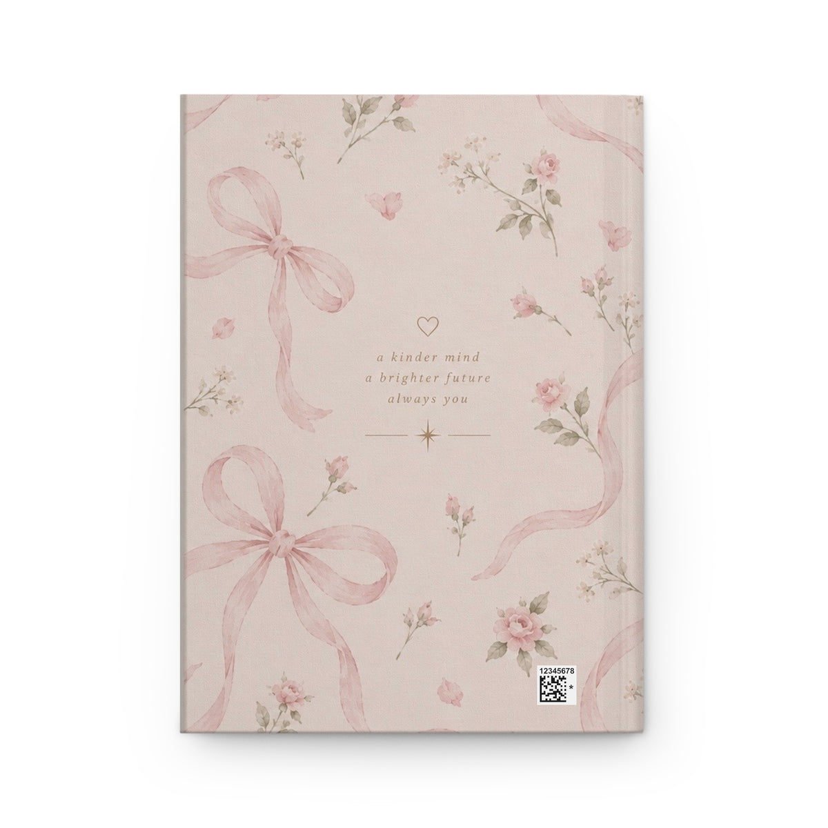Floral Ribbon Hardcover Journal — Lined Pink Vintage Bow Notebook