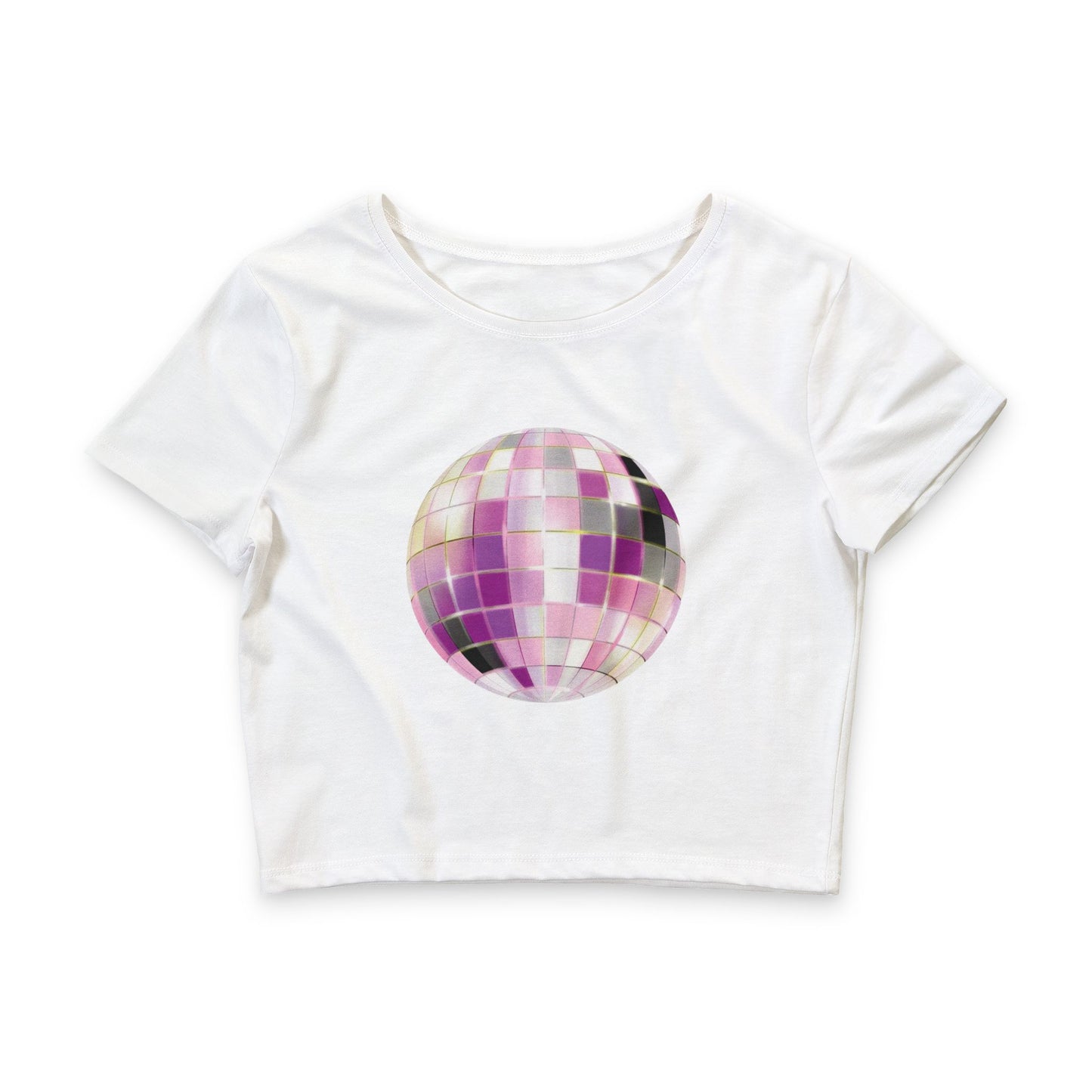 Pink Disco Ball Crop Tee