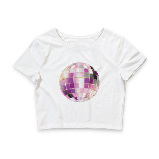 Pink Disco Ball Crop Tee