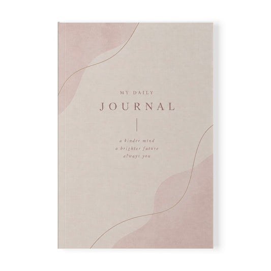 A5 Daily Journal Notebook — 'My Daily Journal' Softcover, Minimal Pink Waves