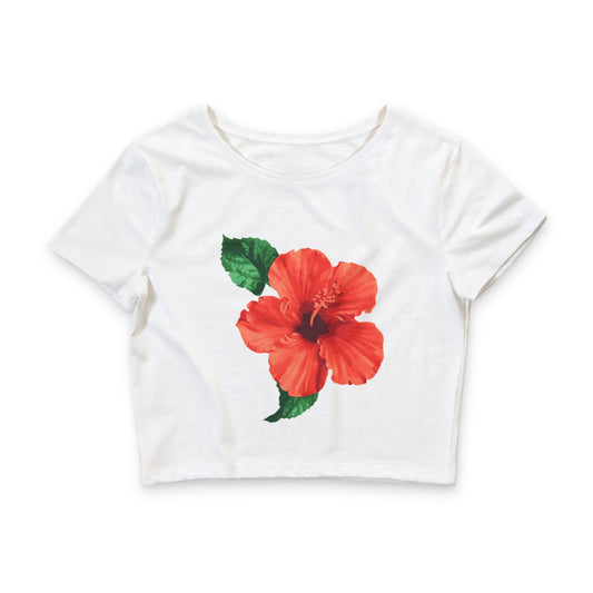 Hibiscus Floral Crop Tee