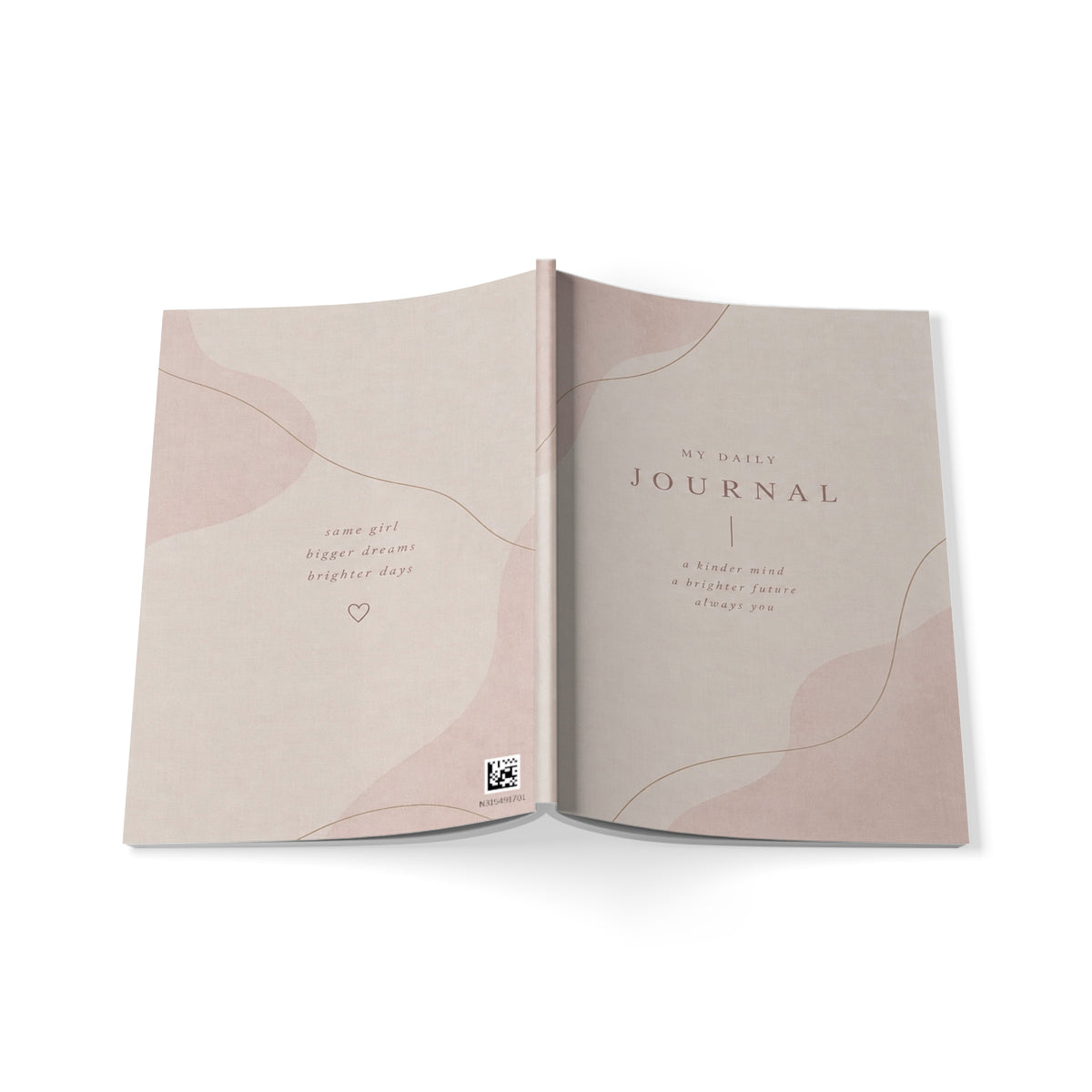 A5 Daily Journal Notebook — 'My Daily Journal' Softcover, Minimal Pink Waves