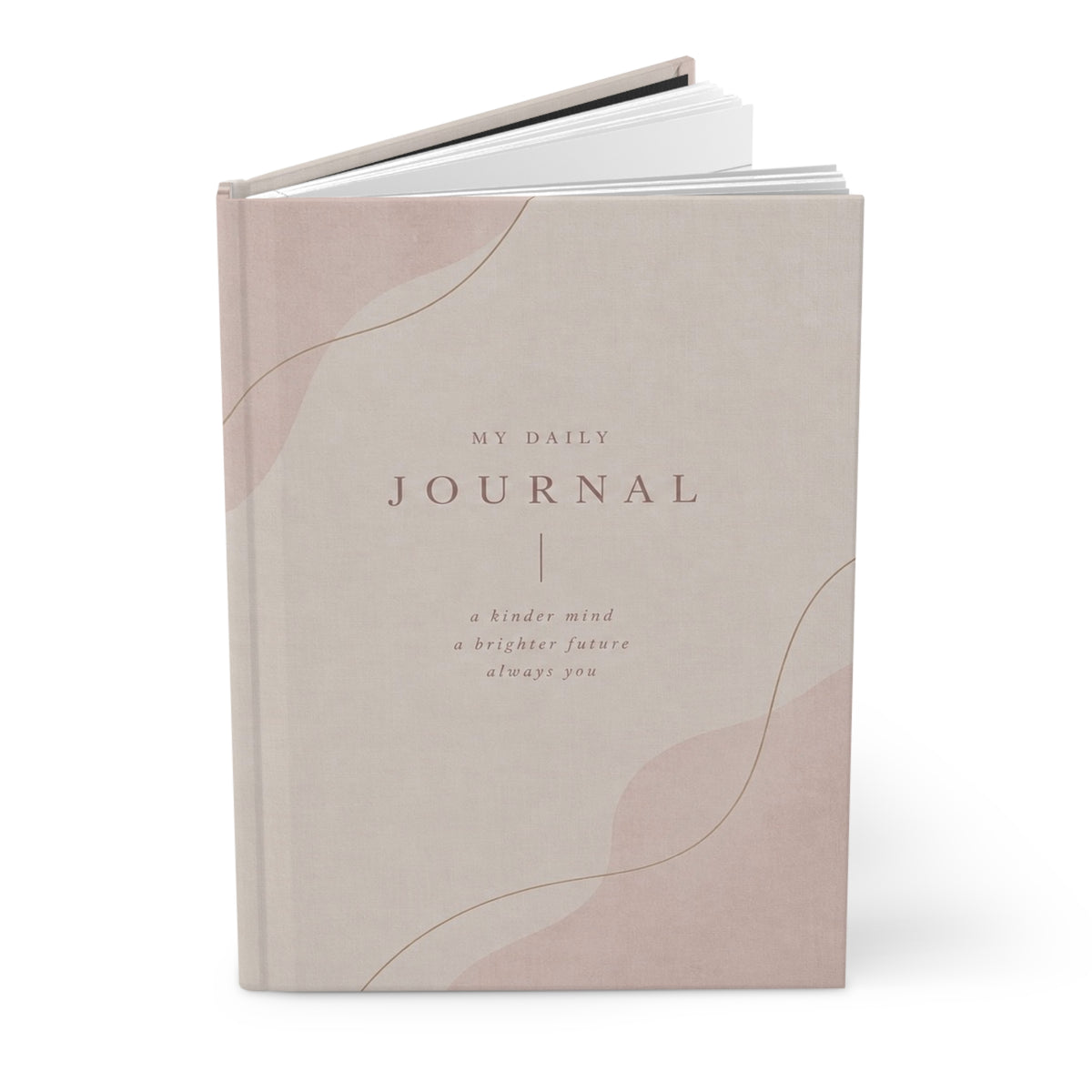 Hardcover Journal — My Daily Journal Pink Minimalist Lined Notebook for Women, Gratitude & Daily Planning